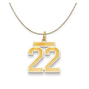 14k Yellow Gold, Jersey, Med Number 22 Necklace - 16 Inch